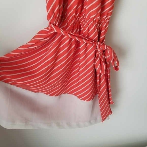 Express Orange and Cream Striped Halter Shift Dress with Keyhole Detail, Size XS - Picture 9 of 10